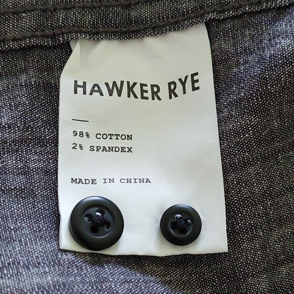 Hawker Rye Slim Stretch Gray Print Short Sleeve Button Down Shirt Men's Size M - Picture 13 of 14